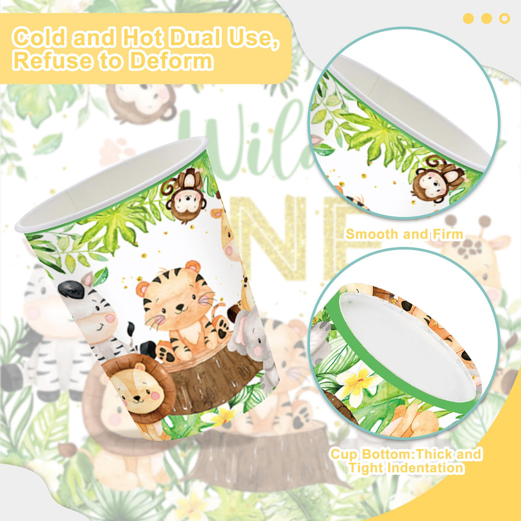 Rejoice Bunny 120PCS Jungle Safari Party Supplies for 20 Guests – Plates, Napkins, Cups & Cutlery