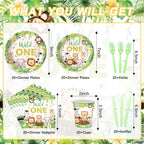 Rejoice Bunny 120PCS Jungle Safari Party Supplies for 20 Guests – Plates, Napkins, Cups & Cutlery