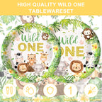 Rejoice Bunny 120PCS Jungle Safari Party Supplies for 20 Guests – Plates, Napkins, Cups & Cutlery