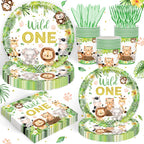 Rejoice Bunny 120PCS Jungle Safari Party Supplies for 20 Guests – Plates, Napkins, Cups & Cutlery
