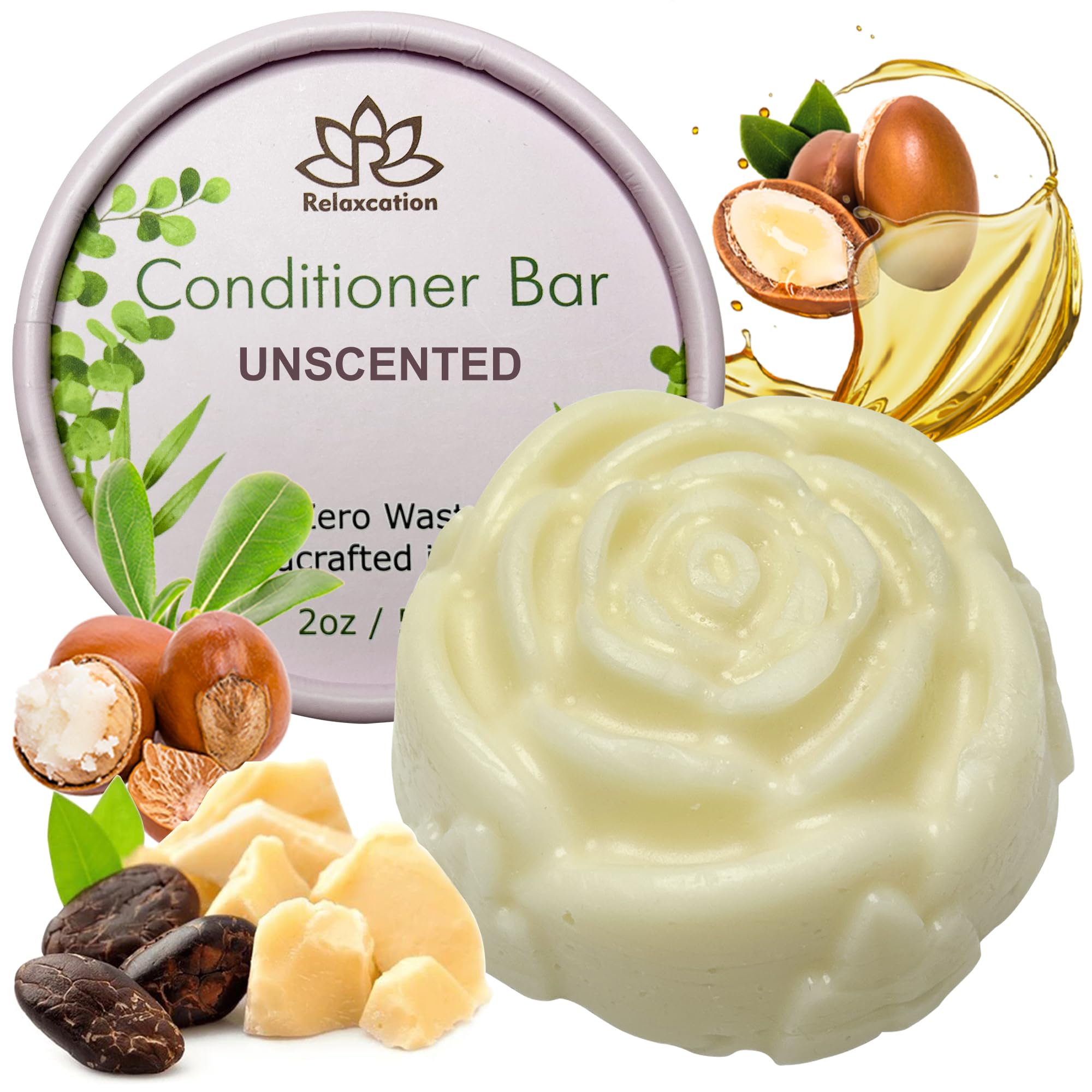Relaxcation Bio-Conditioner-Bar für geschädigtes Haar – unparfümiert, handgemacht in den USA