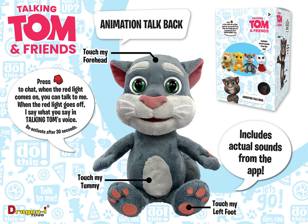 Relsy Talking Tom & Friends 12-Inch Interactive Plush – Talkback Toy that Repeats Your Voice & App Sound Effects