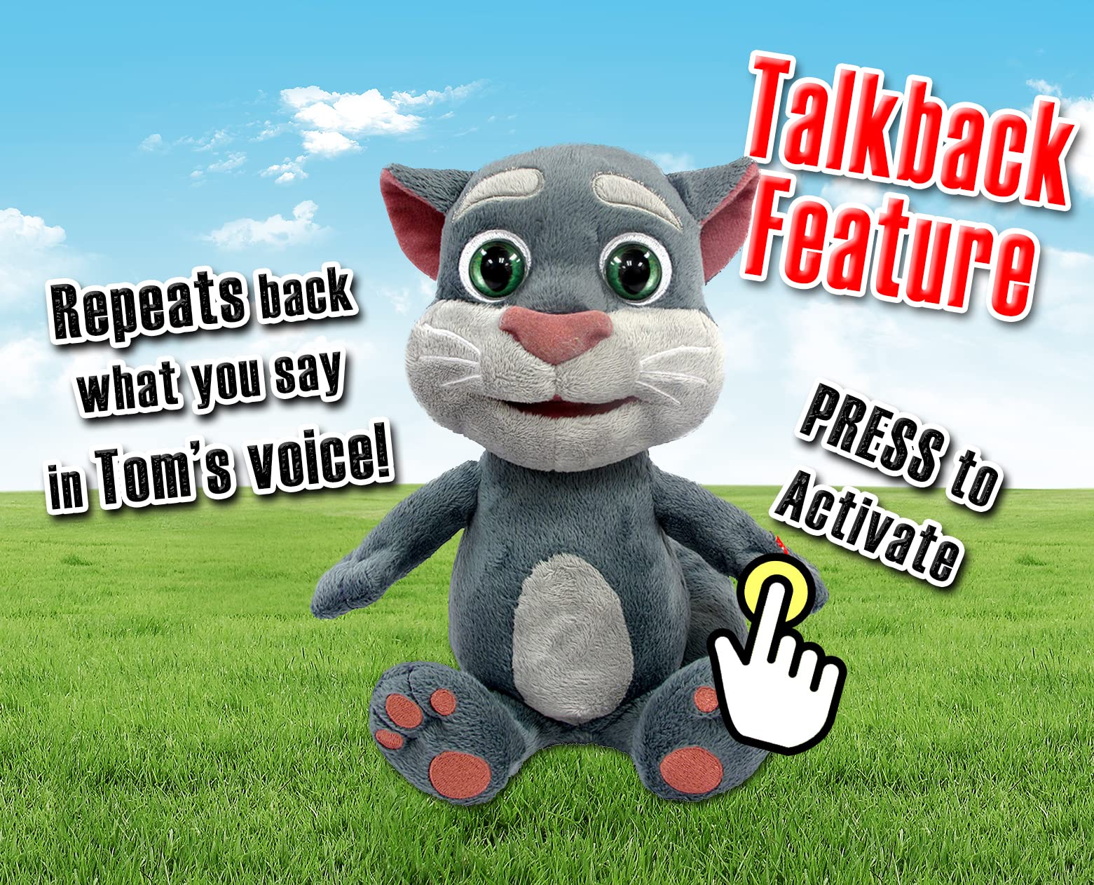 Relsy Talking Tom & Friends 12-Inch Interactive Plush – Talkback Toy that Repeats Your Voice & App Sound Effects