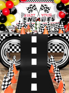 Remagr Race Car Theme Birthday Party Supplies – 24 Pcs Pack with Flags, Cones, Tire Tubes, Tablecloth & Runner
