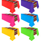 Remagr 6 Pcs Mexican Fiesta Tablecloth – 107 x 54 in Plastic Rainbow Stripes