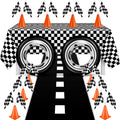 Remagr Race Car Theme Birthday Party Supplies – 24 Pcs Pack with Flags, Cones, Tire Tubes, Tablecloth & Runner