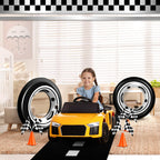 Remagr Race Car Theme Birthday Party Supplies – 24 Pcs Pack with Flags, Cones, Tire Tubes, Tablecloth & Runner