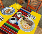 Remagr 6 Pcs Mexican Fiesta Tablecloth – 107 x 54 in Plastic Rainbow Stripes