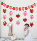 Renbuzhu 13Pcs Strawberry Party Decorations – Honeycomb Balls, Banner & Centerpieces