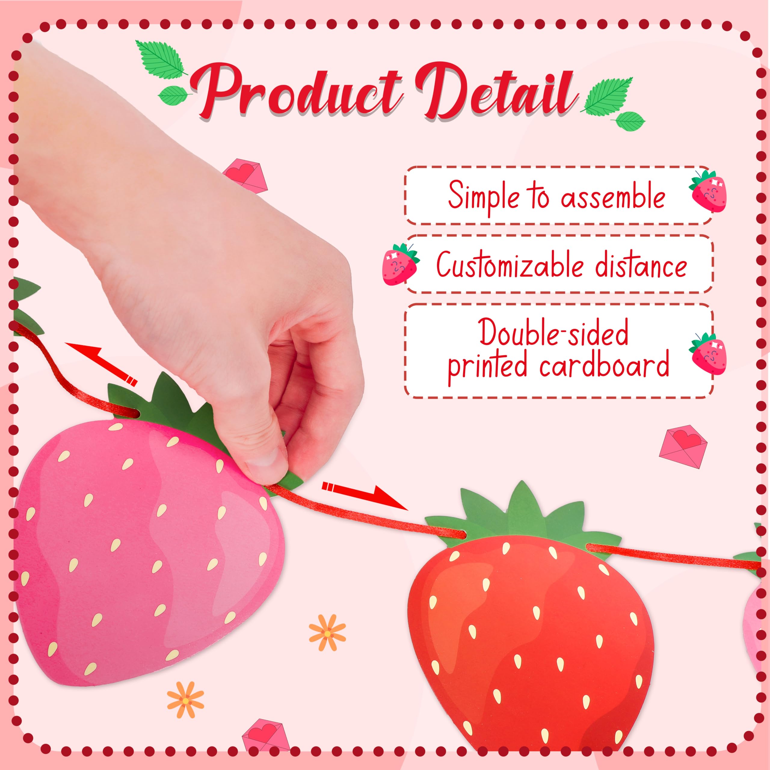 Renbuzhu 13Pcs Strawberry Party Decorations – Honeycomb Balls, Banner & Centerpieces