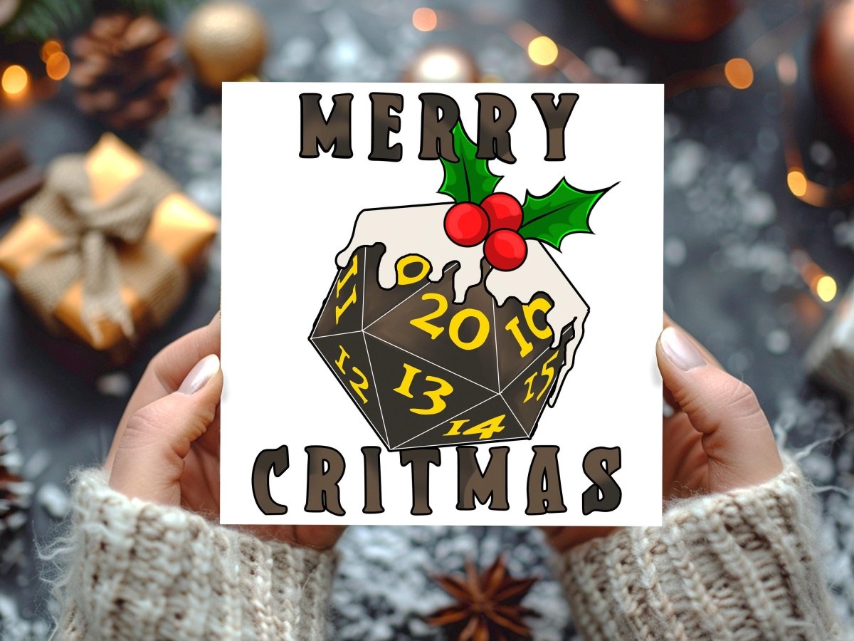 D20 Critical Hit Christmas Pudding Christmas Card