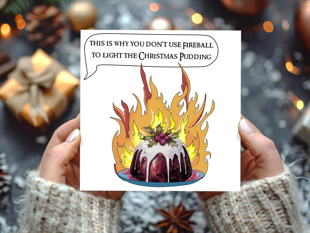 Don't use Fireball to light the Christmas Pudding DnD Xmas Card