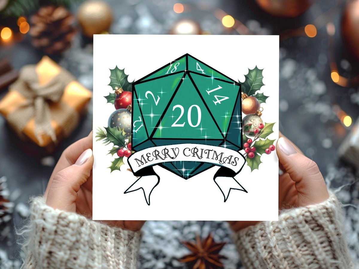 Merry Critmas D20 Dice Christmas Cards: Geeky DnD Xmas Card Multipack