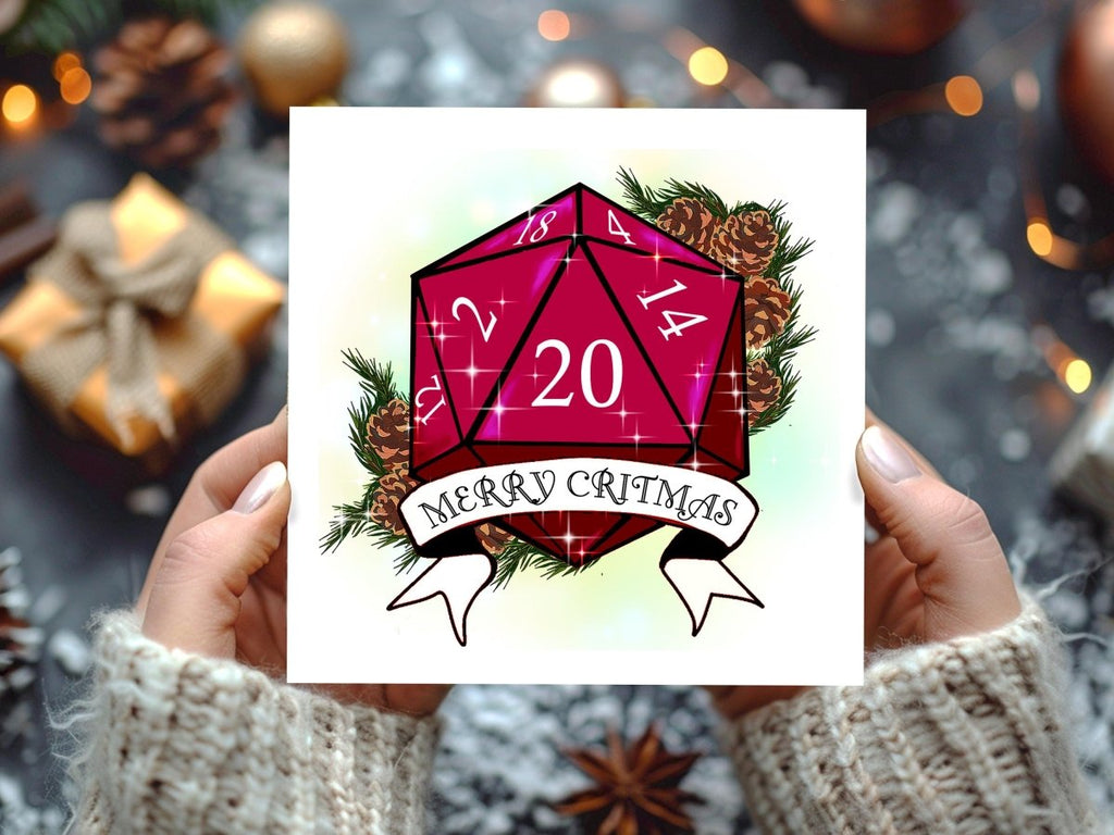 Merry Critmas D20 Dice Christmas Cards: Geeky DnD Xmas Card Multipack