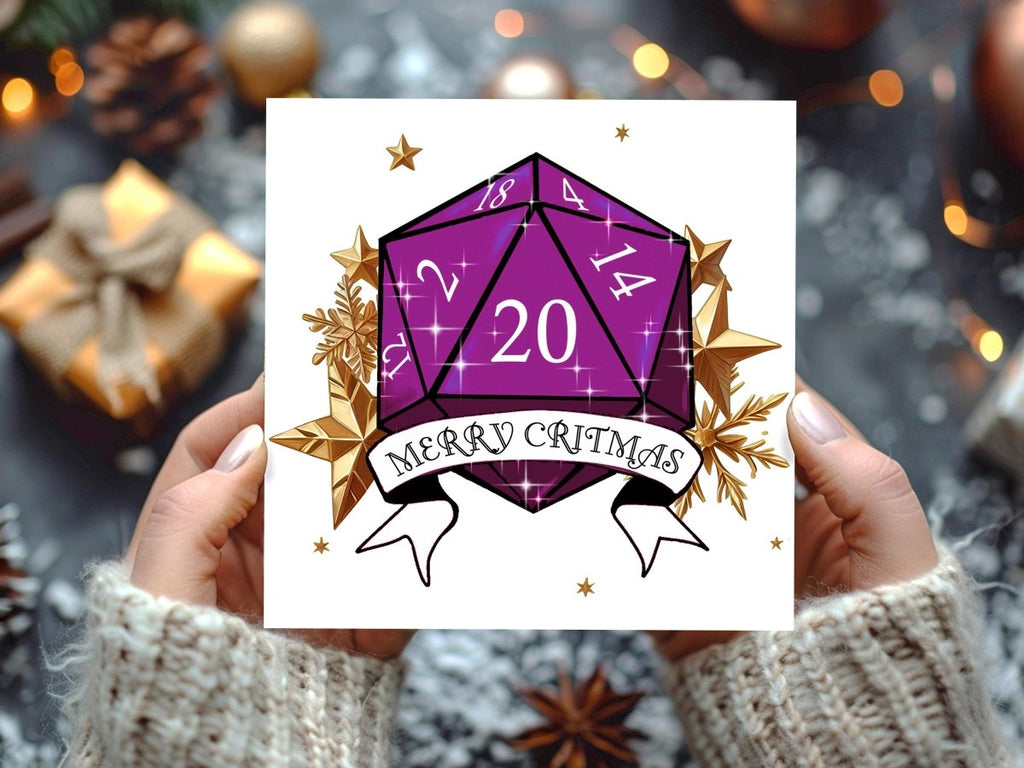 Merry Critmas D20 Dice Christmas Cards: Geeky DnD Xmas Card Multipack