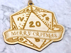 Merry Critmas Wooden D20 Dice Christmas Bauble
