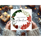 Personalised Floral Merry Christmas Card
