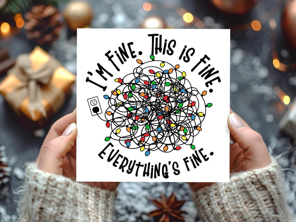 Tangled Xmas Lights ‘I’m Fine, This Is Fine’ Christmas Card