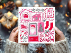Tis the Season Red and Pink Christmas Card