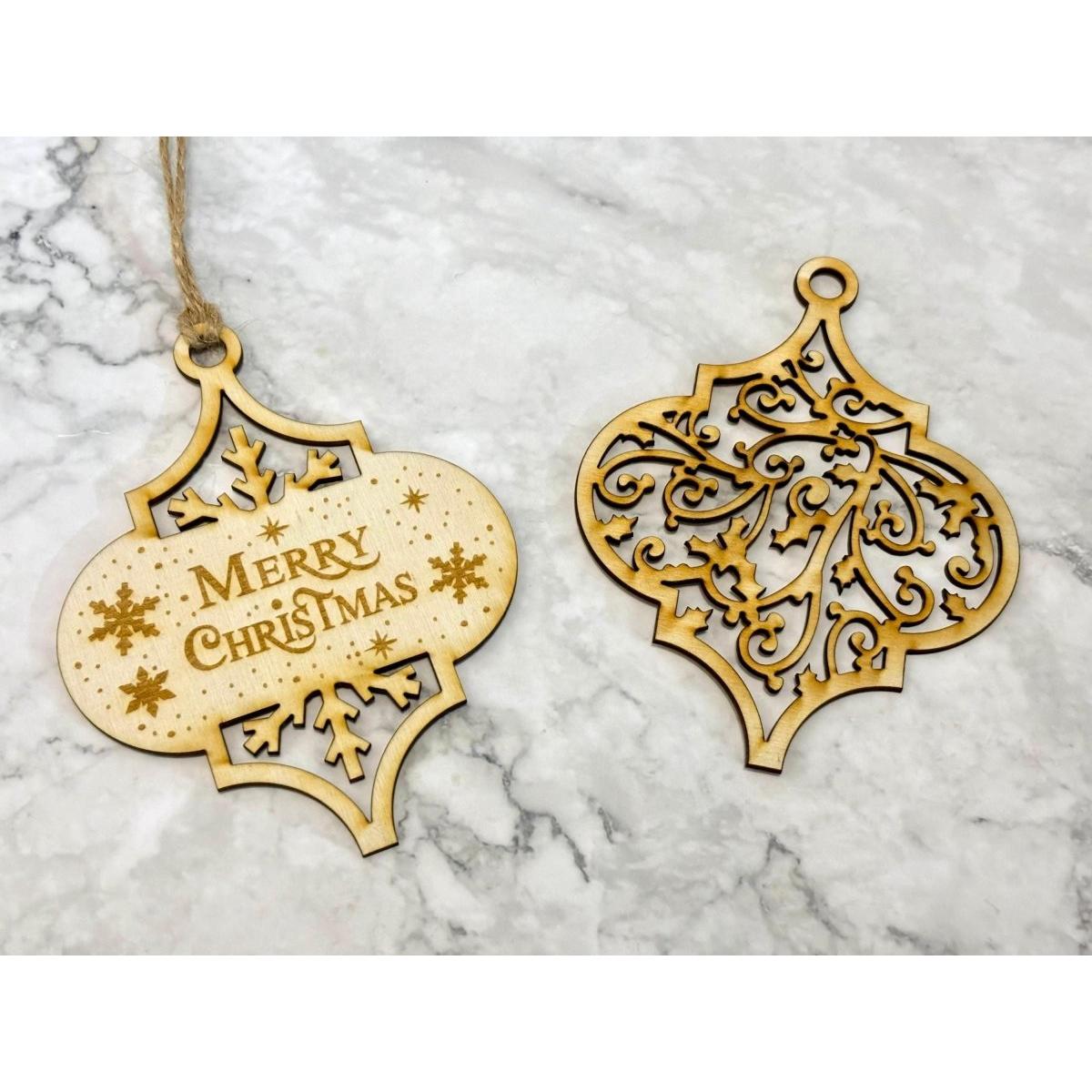 Wooden Engraved Christmas Bauble