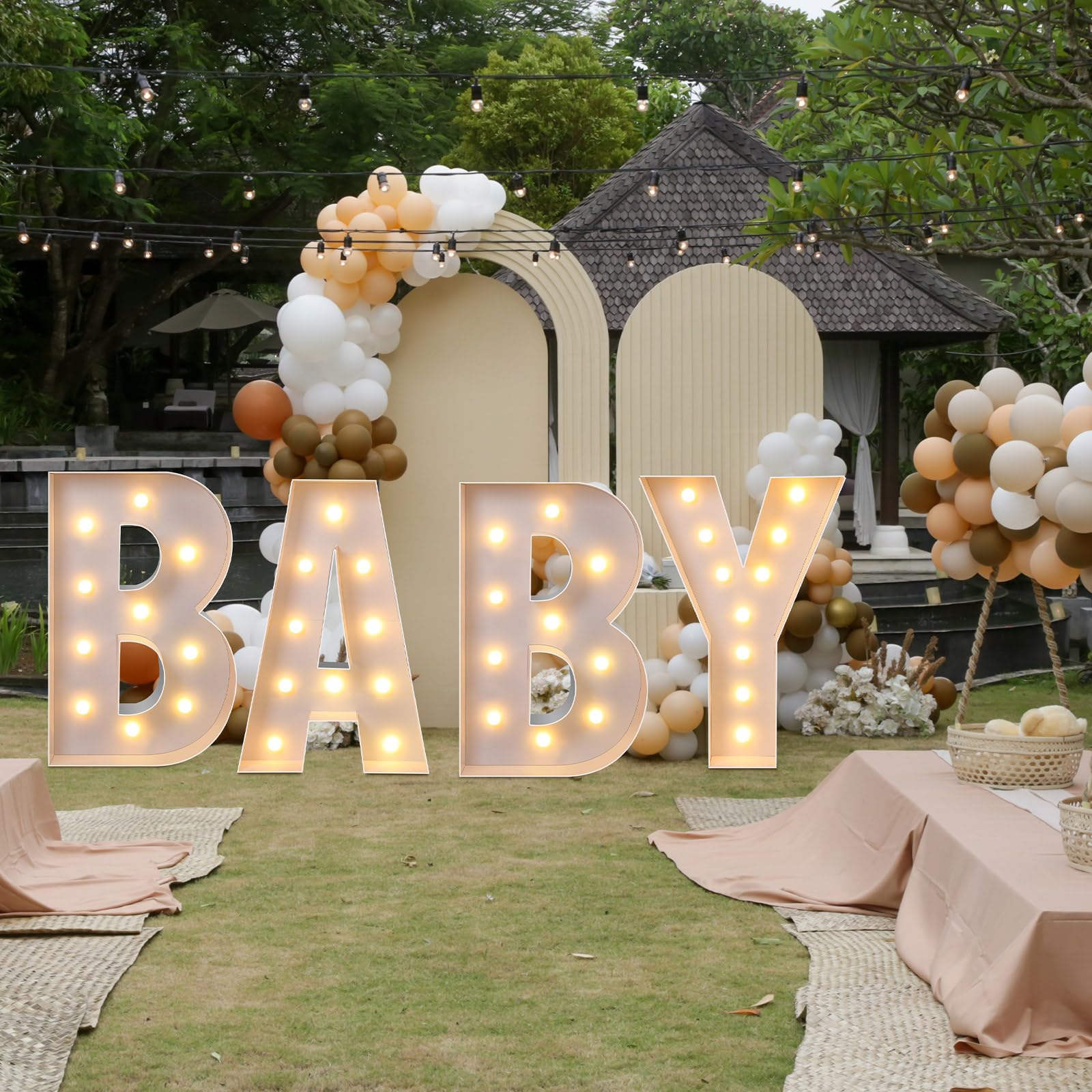 Retisee 3.3 Ft Baby Marquee Letters Lights – Mosaic Balloons Frame Decoration Set