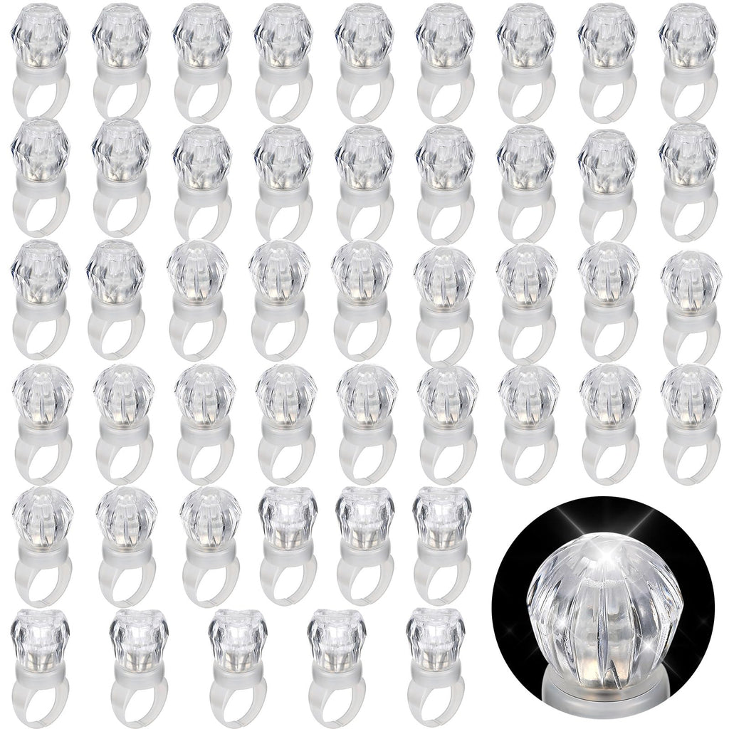Retisee 50 Pack LED Light Up Rings – Glow in the Dark Party Favors for Bachelorette Parties, Weddings, and Birthdays (Diamond/Heart/Round Shapes)
