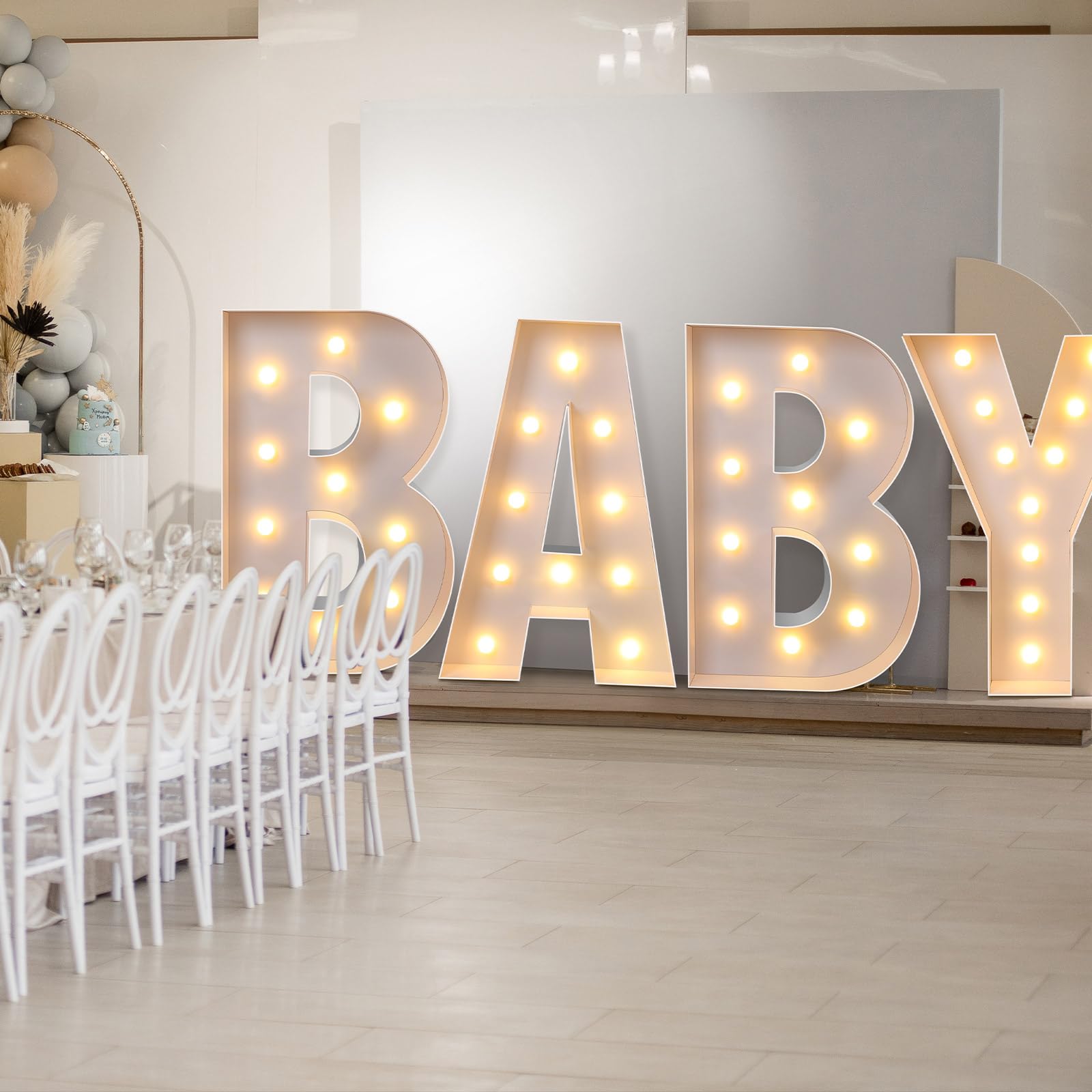 Retisee 3.3 Ft Baby Marquee Letters Lights – Mosaic Balloons Frame Decoration Set