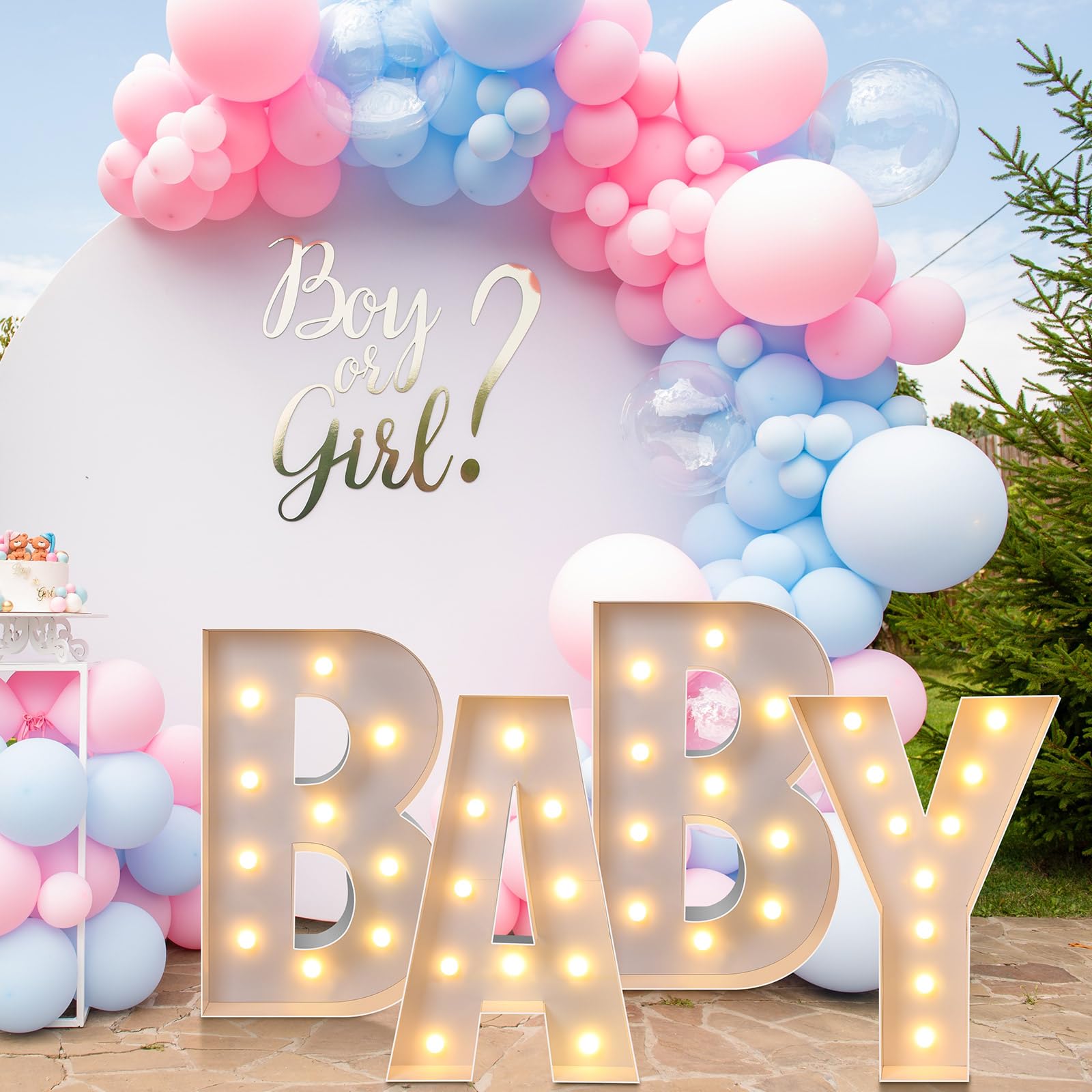 Retisee 3.3 Ft Baby Marquee Letters Lights – Mosaic Balloons Frame Decoration Set