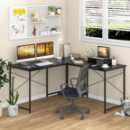Reversible Corner Study Workstation and Writing Desk with Monitor Stand-Black