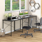 Reversible Corner Study Workstation and Writing Desk with Monitor Stand-Black