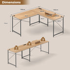 Reversible L-Shaped Desk with Built-in Power Strip and Removable Host Stand-Brown