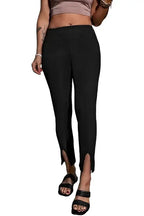 Rib Knit High Waist Slit Leggings Women UK