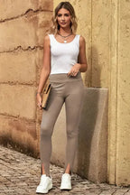 Rib Knit High Waist Slit Leggings Women UK