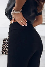 Rib Knit High Waist Slit Leggings Women UK