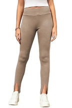 Rib Knit High Waist Slit Leggings Women UK