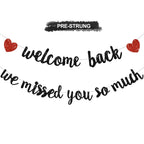 RICHHHA Glitter Black Welcome Back Banner – Pre-assembled, Easy Hang