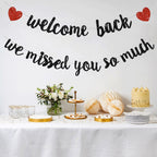 RICHHHA Glitter Black Welcome Back Banner – Pre-assembled, Easy Hang