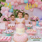 RICHHHA Glitter Pink Gold Oh Twodles Banner - Pre-Strung Mouse Themed 2nd Birthday Garland
