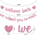 RICHHHA Glitter Pink Welcome Back Banner – Pre-assembled, No DIY Needed