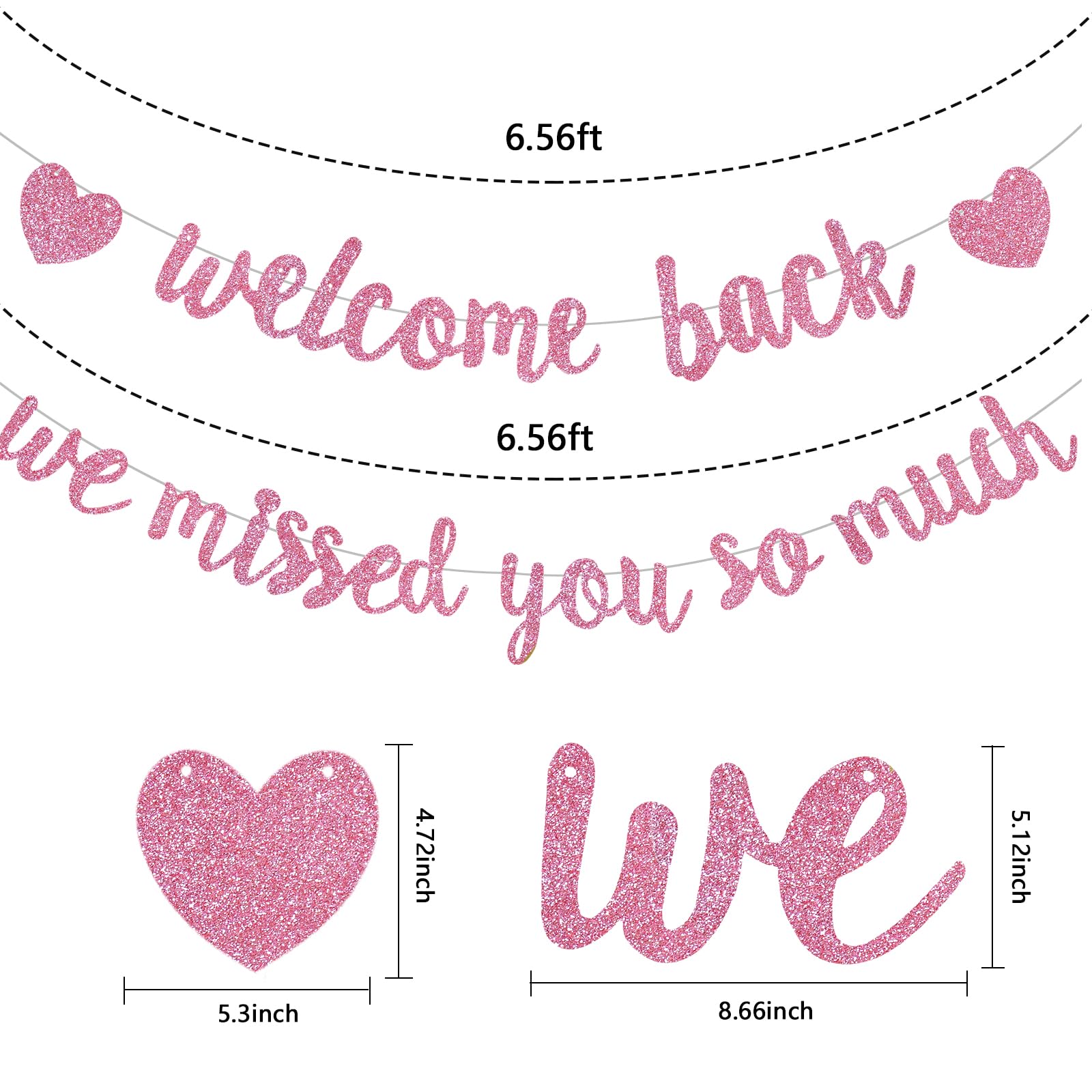 RICHHHA Glitter Pink Welcome Back Banner – Pre-assembled, No DIY Needed