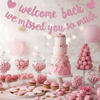 RICHHHA Glitter Pink Welcome Back Banner – Pre-assembled, No DIY Needed