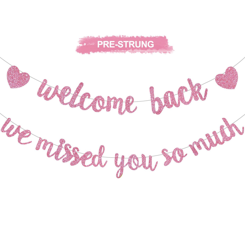 RICHHHA Glitter Pink Welcome Back Banner – Pre-assembled, No DIY Needed