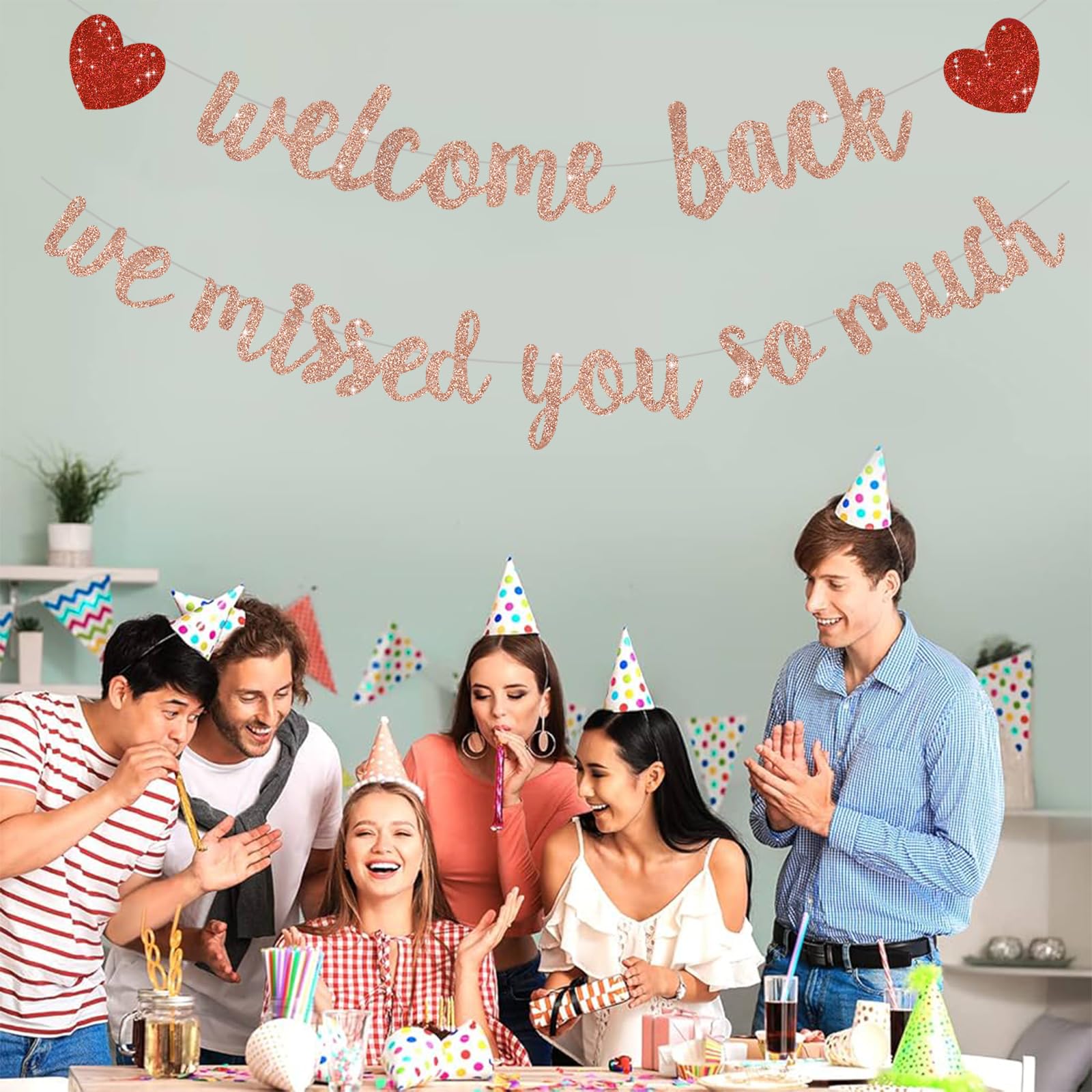RICHHHA Rose Gold Welcome Back Banner – No DIY Needed, Ideal for Homecoming, Back-to-School, and Gatherings