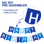 RICHHHA Navy Blue Happy Birthday Banner – Pre-Stringed Glitter Party Decor (No-DIY)