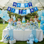 RICHHHA Navy Blue Happy Birthday Banner – Pre-Stringed Glitter Party Decor (No-DIY)