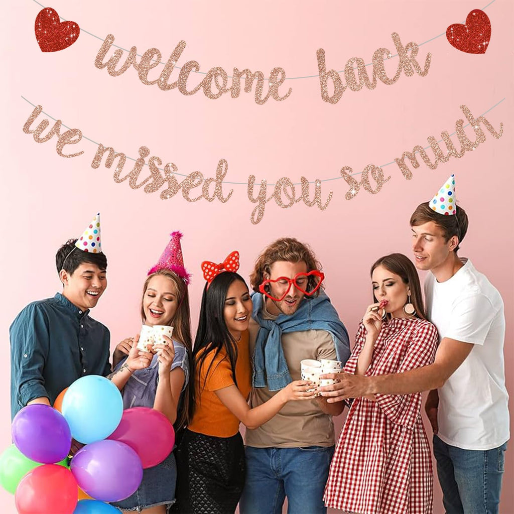RICHHHA Rose Gold Welcome Back Banner – No DIY Needed, Ideal for Homecoming, Back-to-School, and Gatherings