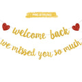 RICHHHA Glitter Gold Welcome Back Banner - Pre-Assembled No DIY for Homecoming & Back-to-School