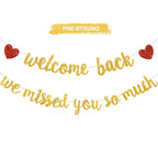 RICHHHA Glitter Gold Welcome Back Banner - Pre-Assembled No DIY for Homecoming & Back-to-School