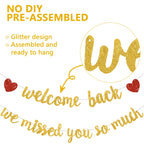 RICHHHA Glitter Gold Welcome Back Banner - Pre-Assembled No DIY for Homecoming & Back-to-School