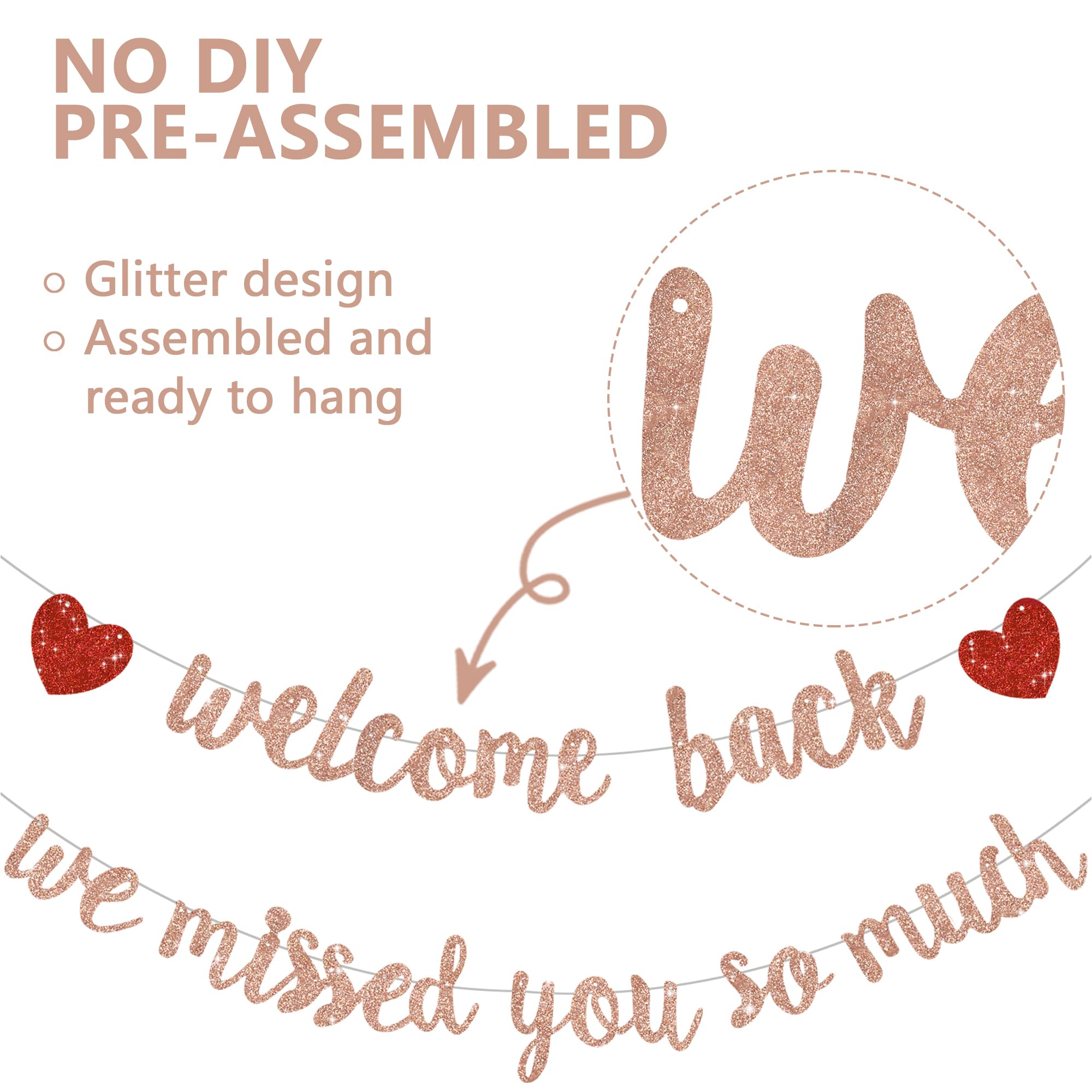 RICHHHA Rose Gold Welcome Back Banner – No DIY Needed, Ideal for Homecoming, Back-to-School, and Gatherings
